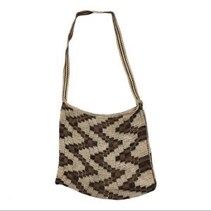 Yica knit tribal chaguar brown zigzag shoulder bag handwoven Argentina crossbody